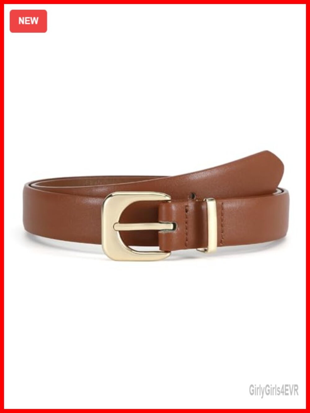 Faux Leather Waist Belt with Gold Buckle